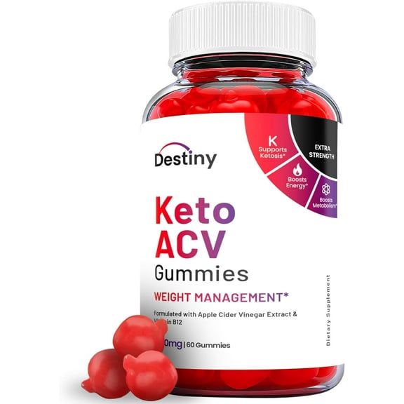 (1 Pack) Destiny Keto ACV Gummies - Apple Cider Vinegar Supplement for Weight Loss - Energy & Focus Boosting Dietary Supplements for Weight Management & Metabolism - Fat Burn - 60 Gummies