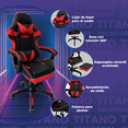 thumbnail image 3 of Silla Gaming Titano Roja Ergonómica Con Reposapiés Retráctil Reclinable Cojines Lumbar y Cervical, 3 of 6