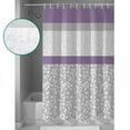 thumbnail image 3 of Extra Long Shower Curtain 72x84 Inch, Purple Grey Shower Curtain Waterproof Bathroom Decor Chic Garden Floral Stripe Aesthetic Flower Fabric Bath Curtain Set Accessories with Hooks, 3 of 6