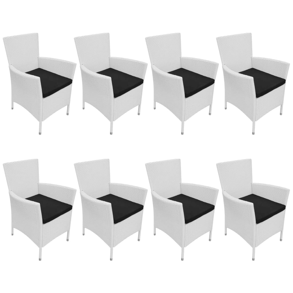 Kepooman 9 Pcs Garden Patio Wicker Dinng Table Set with Cushions, White Kepooman 9 Pcs Garden Patio Wicker Dinng Table Set with Cushions, White