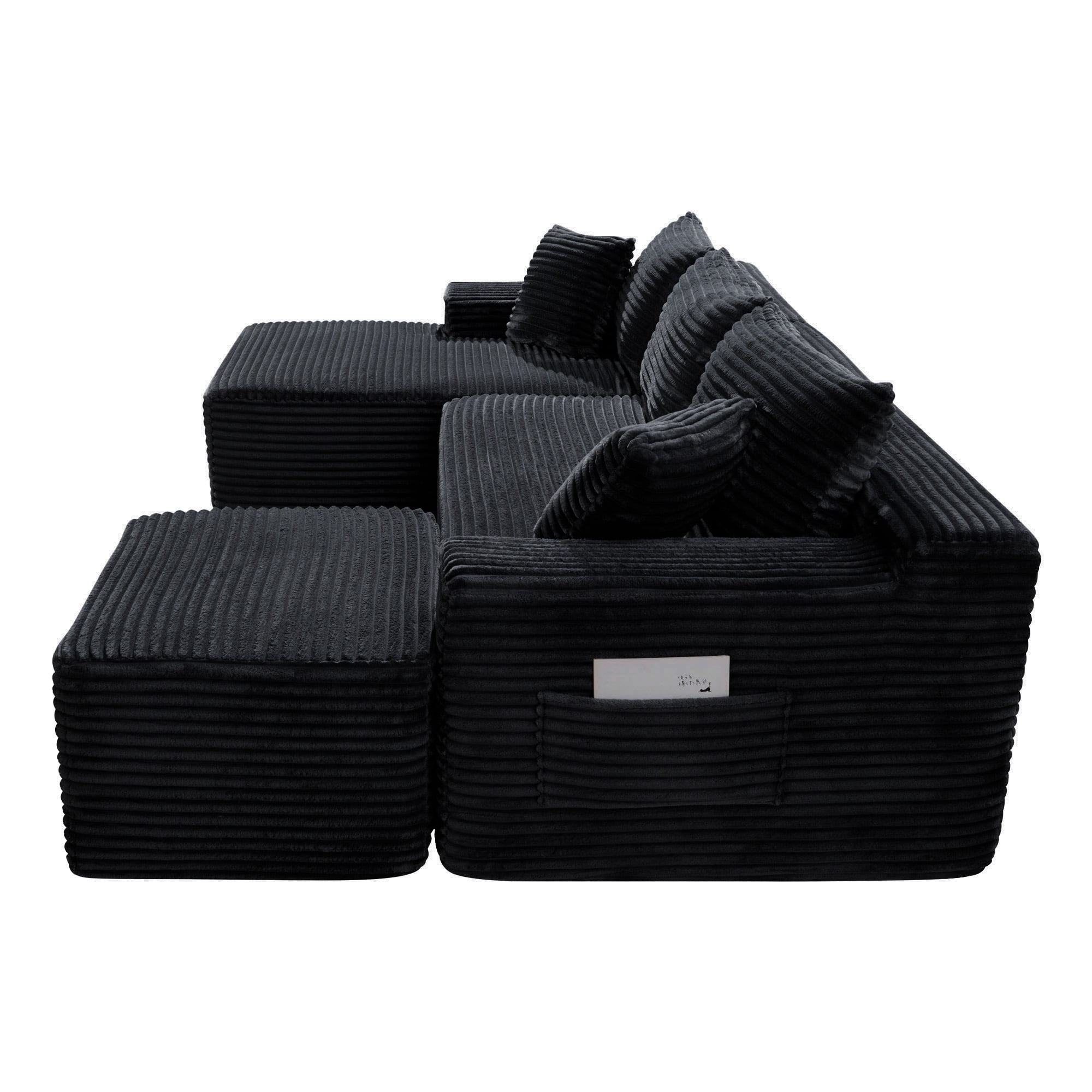 Leumius 106" Sectional Sofa Couch with Deep Seat,U-Shaped Cloud Modular Sleeper Couches for Living Room,Bedroom,Apartment,No Assembly Required,Black-Left
