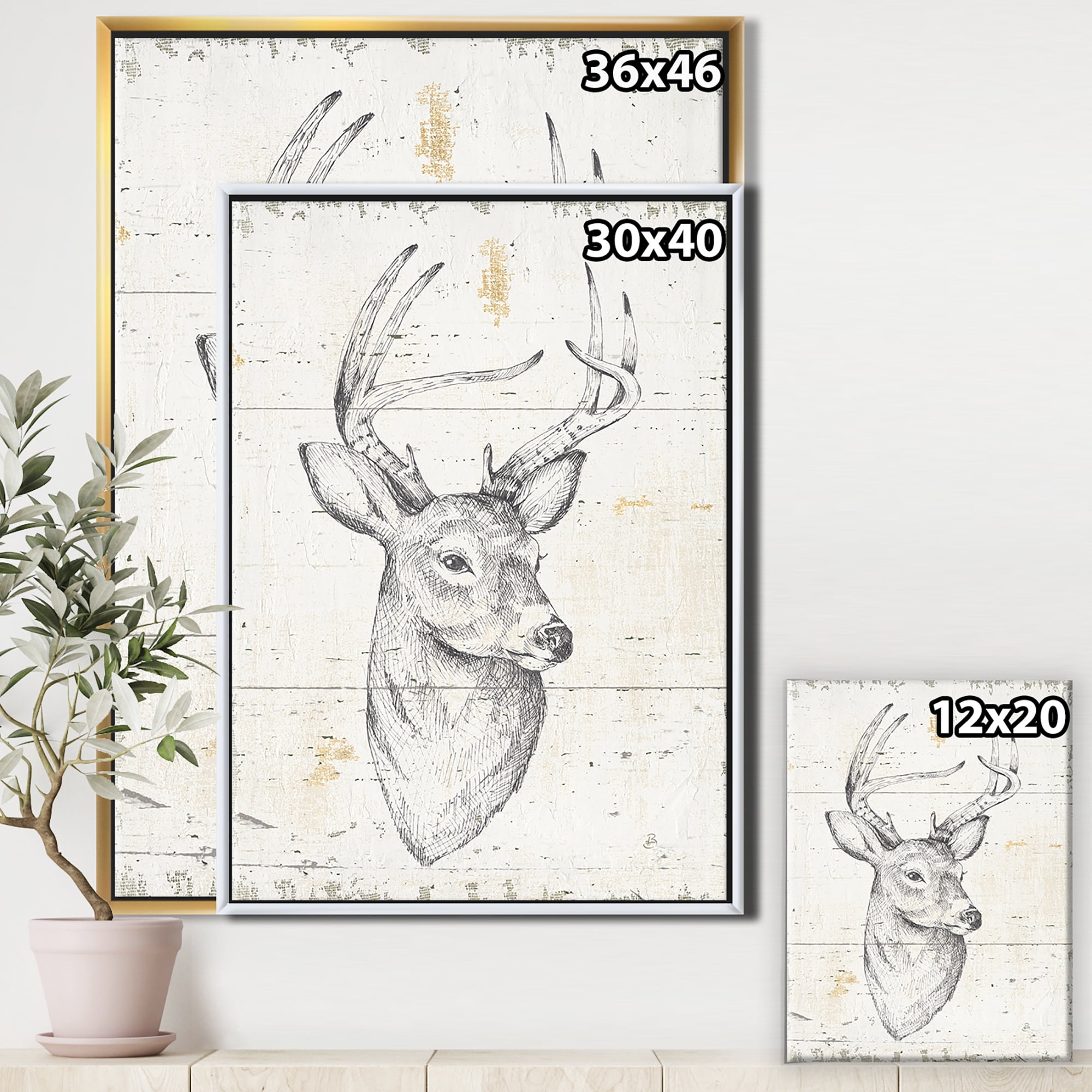 Designart ' Deer Wild and Beautiful II ' Wildlife Animal Framed Canvas