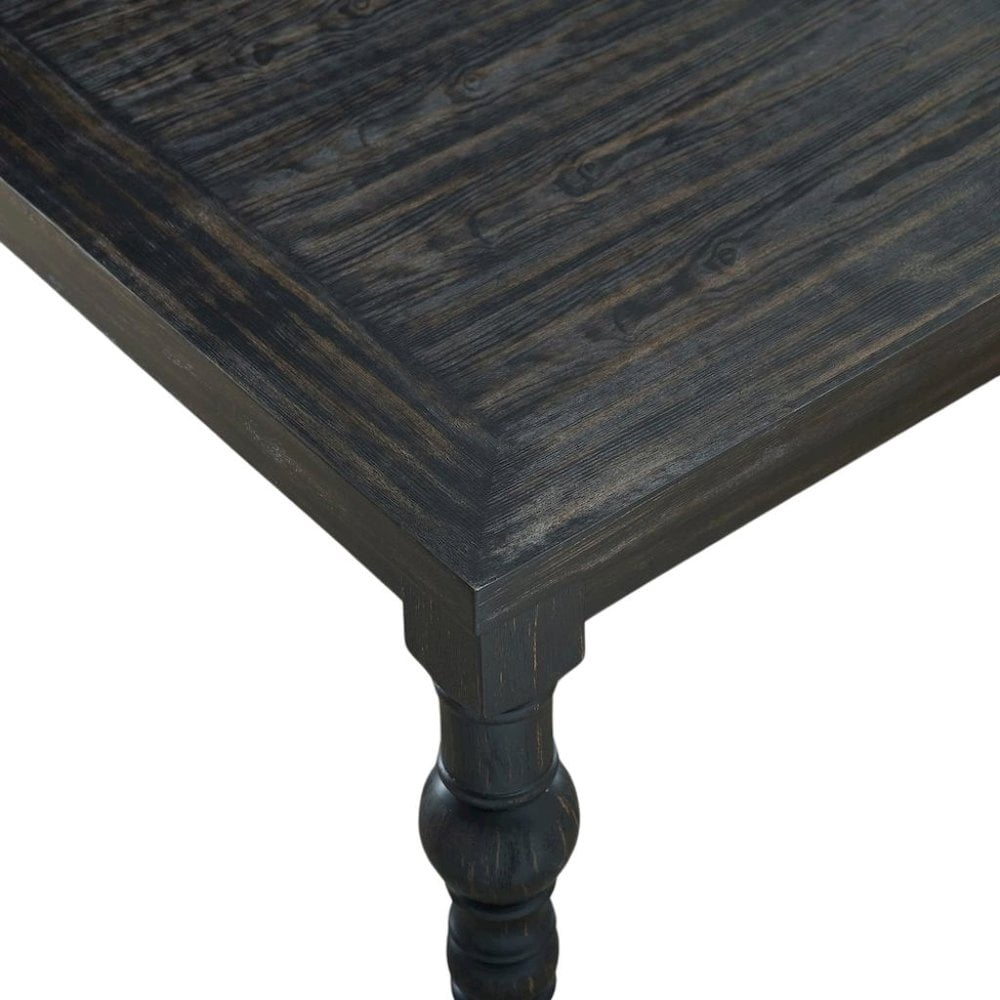 FurniFact Traditional Black Wooden Dining Table with Turned Legs for Kitchen Use