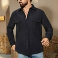 thumbnail image 6 of Mens Sweatshirts, Men's Causal Shirt Jacket Lightweight Long Sleeve Overshirt Classic Button down Shacket Jacket with 2 Flap Pockets, 6 of 7