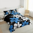 thumbnail image 3 of Homewish Country Floral Full Size Comforter Sets,Ustic Flower Bedding Comforter Set,Blue White Black Bedding Sets For Men Women,Breathable Home Decor Reversible,3 Pieces, 3 of 8