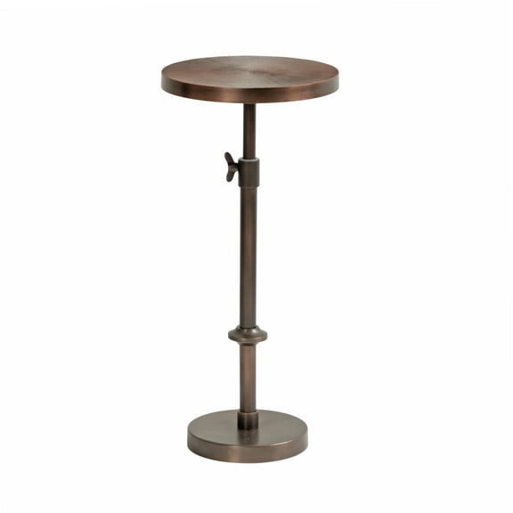 Kate and Laurel Engles Traditional Adjustable-Height Pedestal Drink Table, 10 x 10 x 30, Bronze, Vintage Round Indoor Metal Plant Stand with Embossed Sunburst Pattern