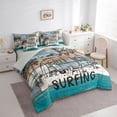 thumbnail image 2 of Castle Fairy Surf Camper Art Bedding Comforter Set 7 Pieces for Teens, "Let's Go Surfing" Print Full Bedding Set for Bedroom, Blue Brown,Grey Reversible, 2 of 7
