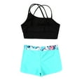 thumbnail image 4 of LiiYii Kids Girls Ballet Jazz Dance Costume Crop Top with Shorts Pantskirt 2 Piece Gymnastic Outfit Leaf 8, 4 of 5