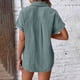 thumbnail image 5 of Craaazy Women's Relaxed Fit Collared Blouse, Solid Color Short Sleeve Button Down Top, Loose Comfy Cotton Casual Shirt with Pockets for Summer Gifts, 5 of 6