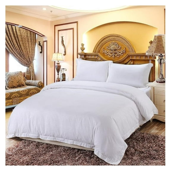 Italian 1200 Thread Count Egyptian Cotton Duvet Cover Set, King White - Luxury Hotel Quality