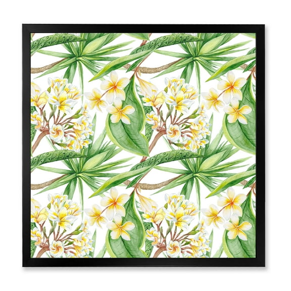 Designart 'Yellow Flowers and Tropical Foliage VI' Modern Framed Art Print