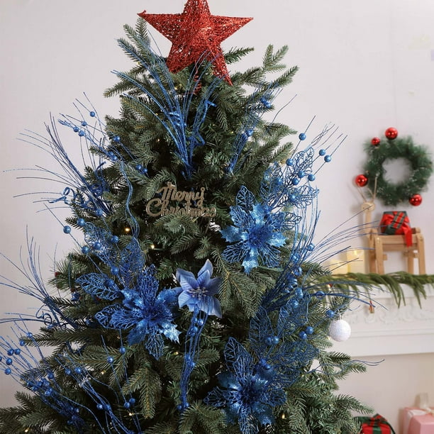 Adornos Florales Navideños de Imitación Dorada | Esquejes de Bayas de Plástico | Rojo, Rosa, Dorado, Azul, Rosa, Dorado, Caqui y Plateado | Tallos Flexibles para Coronas, Guirnaldas y Centros de Mesa