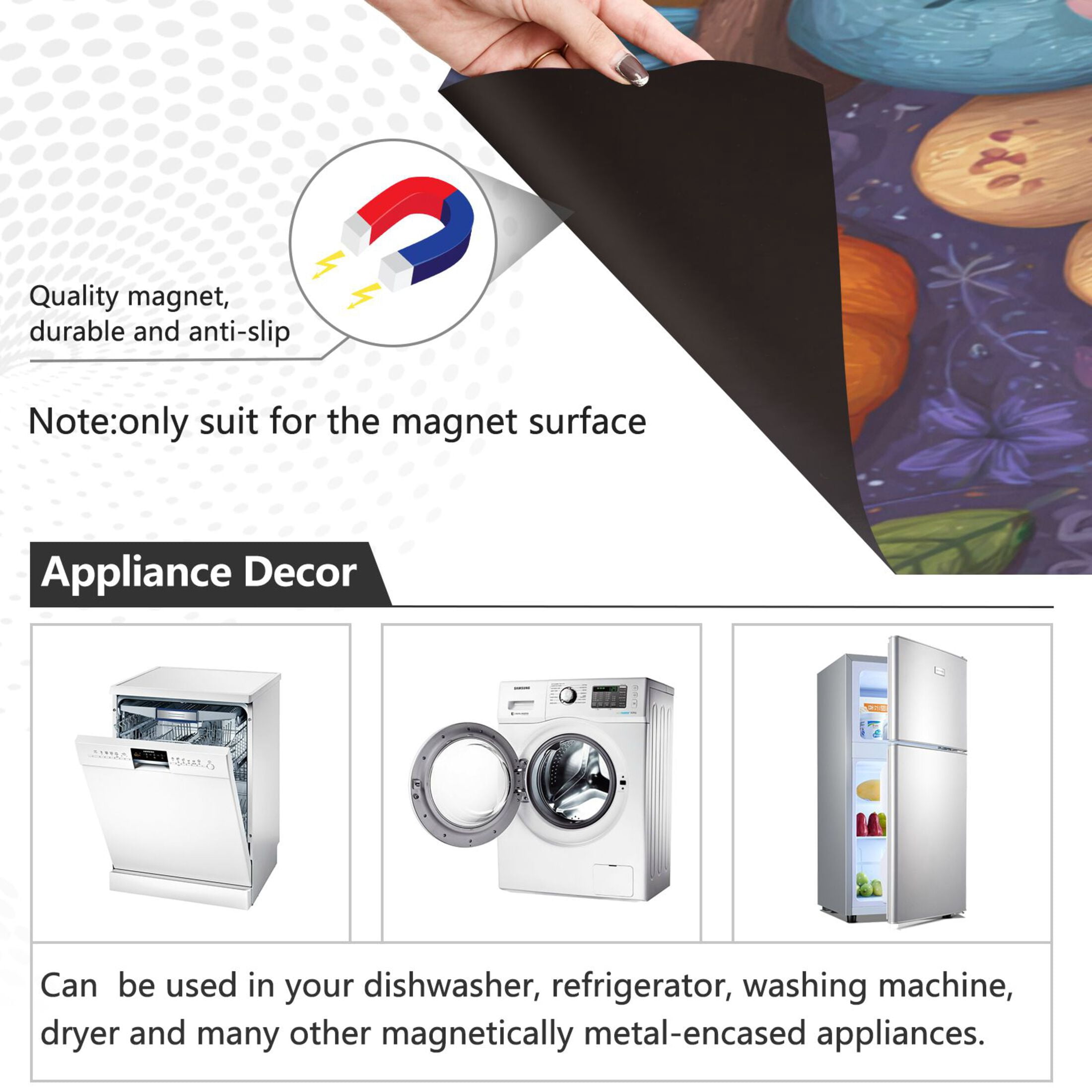 Dishwasher Magnetic Refrigerator Magnet Cover Sticker Home Decorative 23"x26" Thanksgiving Turkey Design