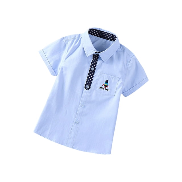 Birdeem Chemises pour Enfants Manches Courtes Imprimé Graphique Chemise Fine Décontractée pour Garçon de 3-8 Ans Chemise à Manches Courtes pour Enfants