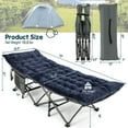 thumbnail image 3 of Gymax Wide Foldable Camping Cot Heavy-Duty Steel Sleeping Cot w/Sleeping Mattress Navy, 3 of 10
