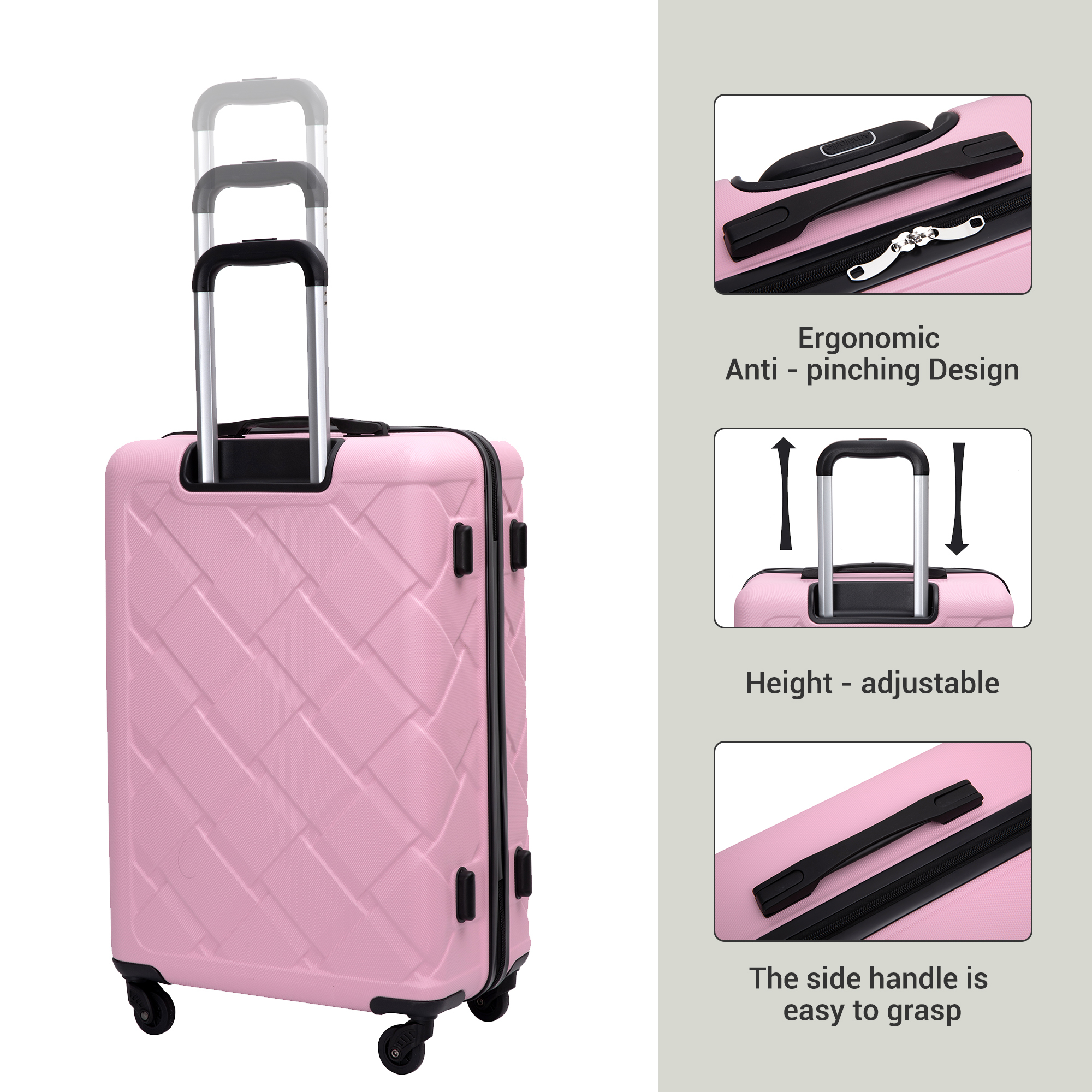 8-Piece Set Hardshell Luggage Sets with Spinner Wheels ABS Suitcase Lightweight Durable Suitcase(20/24/28+portable handbag + 4 pieces storage bag set)