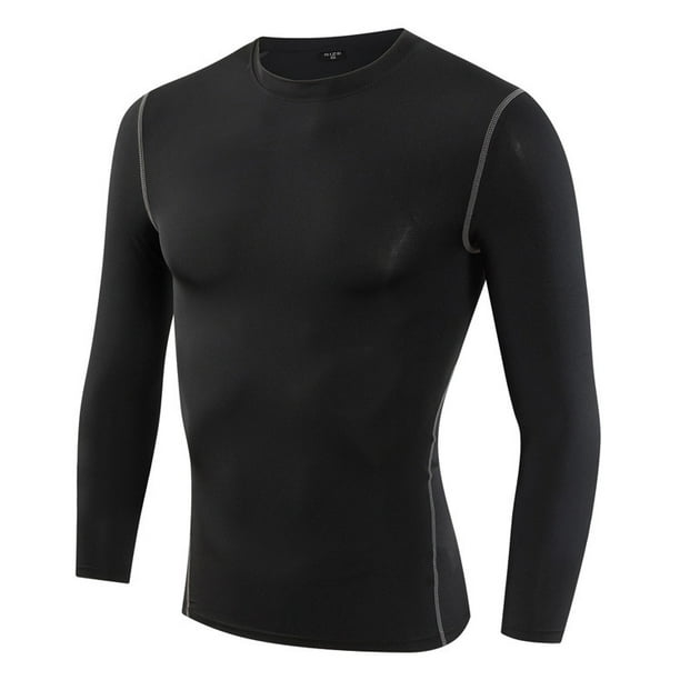 Mens Mock Neck Long Sleeve Light Compression Shirts for Workout Running  Thermal Athletic Base Layer Top
