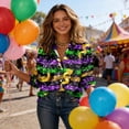 thumbnail image 5 of Women's Mardi Gras Shirts Long Sleeve Button Down Shirt Tuesday Carnival Party Outfit 2026 (Dark Purple, XL), 5 of 6