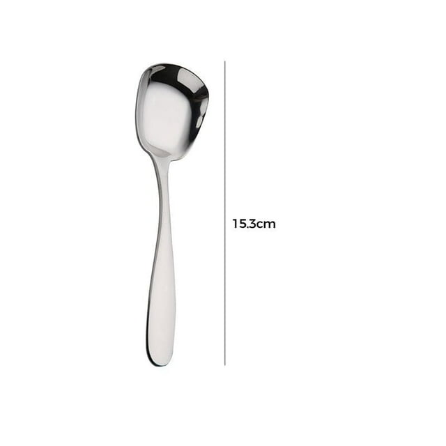 Agiferg Stainless Steel Spoon Square Head Flat Bottom Spoon Creative Dessert Spoon Rice Spoon