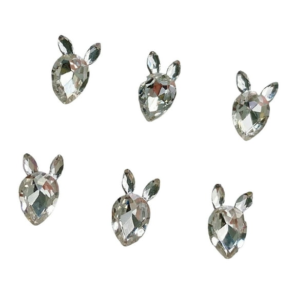 6Pcs Nail Art Decor Shining Non-falling Three-dimensional Faux Crystal DIY Gloss Nail Patchwork Bunny Nail Rhinestones Manicure Store Supply