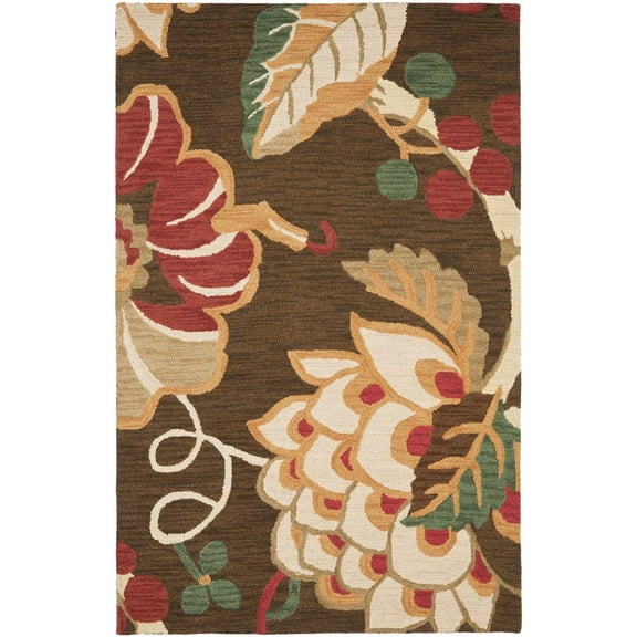 SAFAVIEH Jardin Drummond Floral Wool Area Rug, Brown/Multi, 8' x 10'