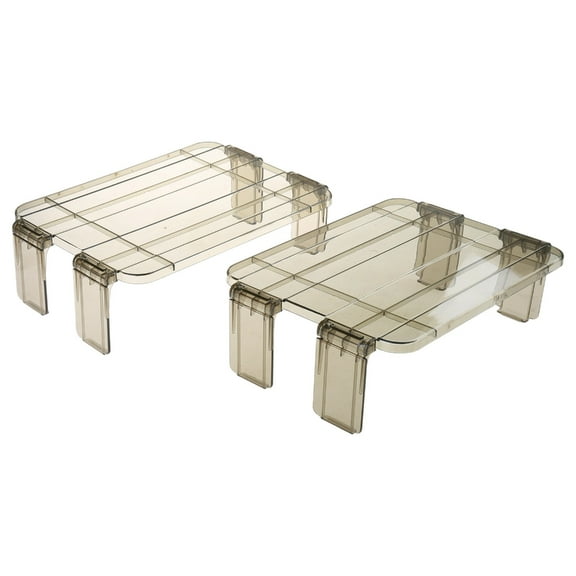 2pcs Refrigerator Organizer Stackable Fridge Rack Clear Plastic Kitchen Cabinet Shelf Pantry Food Storage Tray Racks