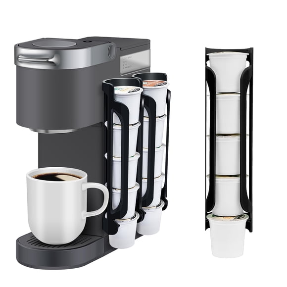 K Cup Holder : Coffee Pod Holder for Counter Small Space - cup holder for Wall Mount (4, Black) Coffee Pod Holder Side Mount Cup Pods Organizer compatible