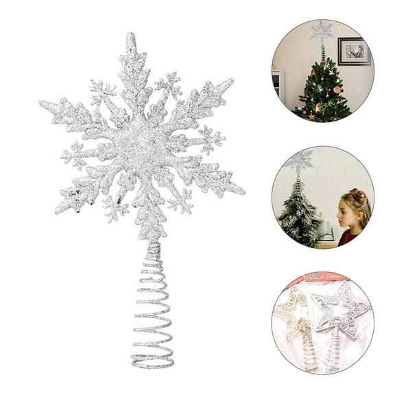 TABLZONE 1Pc Elegant Christmas Tree Snowflake Treetop Topper Decorative Iron Home Ornament