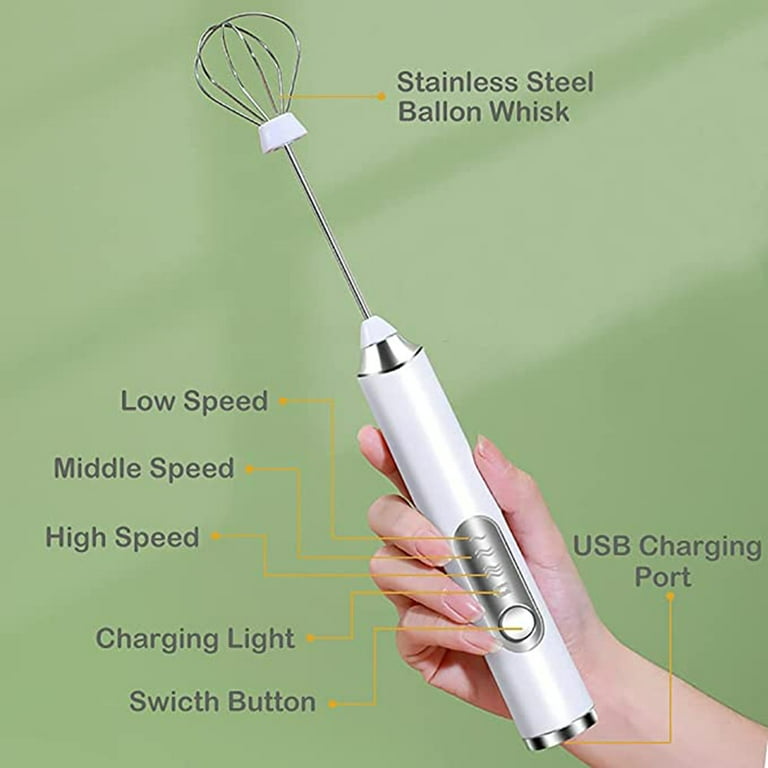1pc Electric Multi-function Milk Frother, Handheld Electric Whisk, Milk  Foamer, Mini Egg Mixer Beater and Coffee Blender, Rechargeable Hand Frother  with 2 Stainless Head