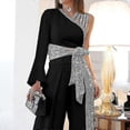 thumbnail image 5 of Women"s Jumpsuit Lace Up Print One Shoulder Elegant Party Cocktail Party Regular Fit Long Sleeve, 5 of 5