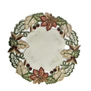 Doily Boutique Round Doily with Fall Maple Leaves on Ivory Fabric Size 11 inches