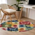 thumbnail image 4 of Vintage Butterflies Round Area Rug 4Ft Washable Circle Rugs for Bedroom Dining Room, Watercolor Country Animal Farm Abstract Non-Slip Carpet Floor Mats Indoor Outdoor Carpet Runner Home Decor, 4 of 8