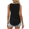 thumbnail image 3 of Ohufall Tank Tops for Womens Summer Casual Solid Color Pullover Keyhole Neckline Sleeveless Tees Fashion Loose-fitting Pleated Sleeveless Tops, 3 of 5