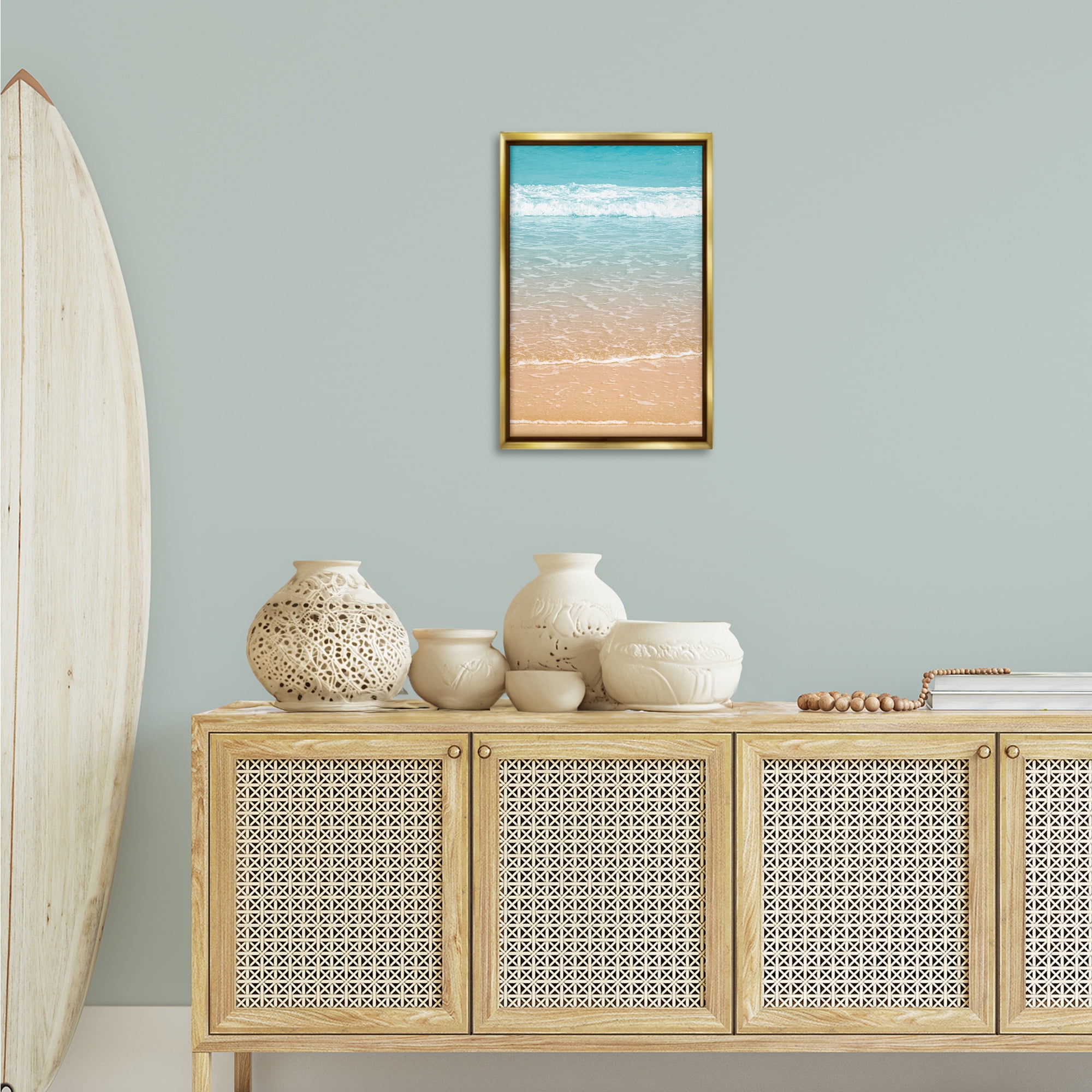 Stupell Industries Clear Summer Waters Nautical & Beach Photography Gold Floater Framed Canvas Art Print Wall Art, 17 x 25