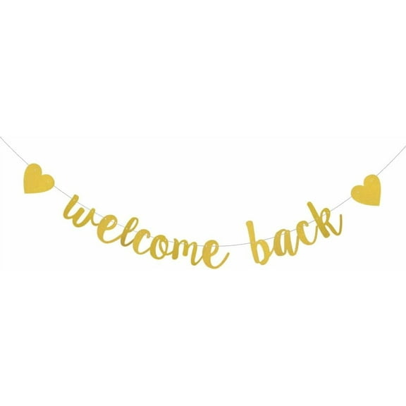 Gold Glitter Welcome Back Banner for Deployment Returning Military Army Homecoming Welcome Back Sign Family Party Decorations Supplies Pre-Strung Welcome Back