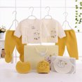 thumbnail image 2 of CAUYDY Infant Boys Outfits Preemie Girls Clothes Unisex Newborn Sleepers Long Sleeved Shirt Hat Pants Bib Bellyband 7Pcs Comfy Set Fall Winter Sizes 0-3 Months,Yellow, 2 of 5
