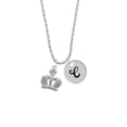 thumbnail image 2 of Delight Jewelry Silvertone Crown with AB Crystal Silvertone Script Initial Disc - C - Charm Necklace, 20"+3", 2 of 4
