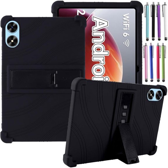 elitegadget Case for SHARECLOUD P10_T / Frameflow P10_A 10.1 Inch Tablets - Lightweight Protective Silicone Stand Cover 1 Random Color Stylus (Black)