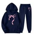 thumbnail image 4 of Valentine's Day 2 Piece Tracksuits for Women - Cute Funny Bow Graphic Hoodie Jogger Sweatset, 4 of 4
