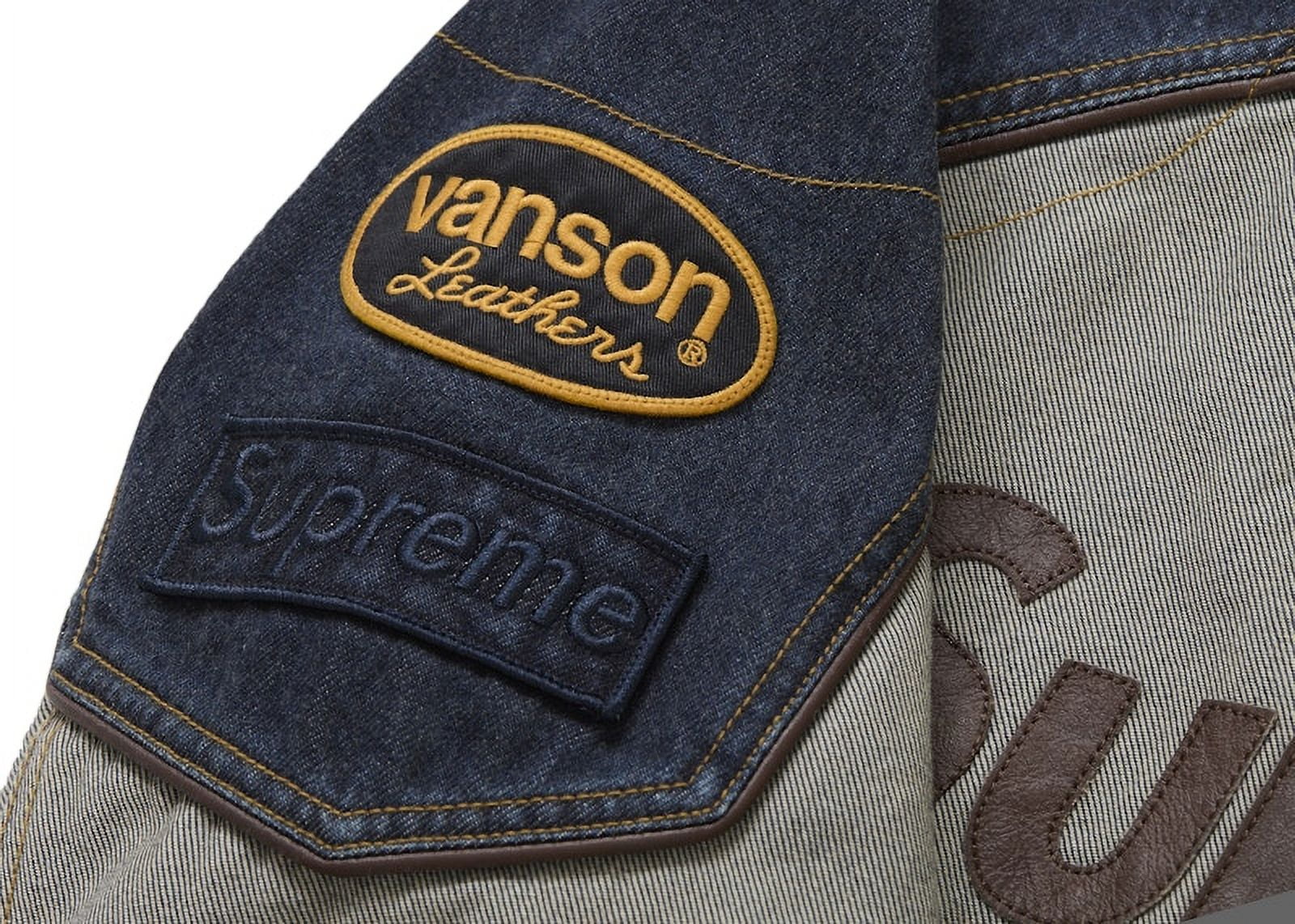 Supreme Men's Vanson Leathers Cordura Cotton Jacket Denim, from
