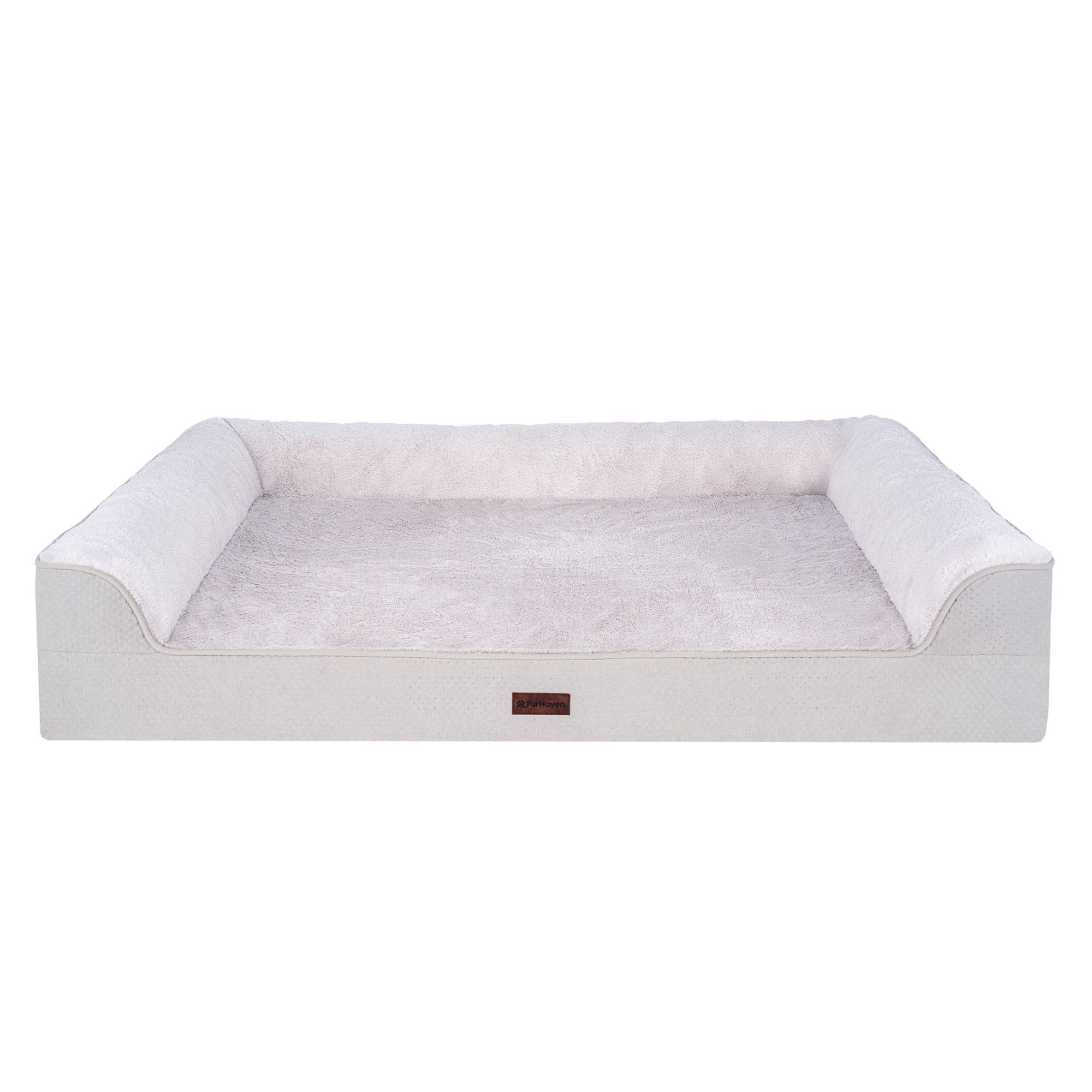 FurHaven Plush & Embossed Velvet Dreamer Orthopedic Sofa Pet Bed for Dogs and Cats - Clay, Jumbo Plus