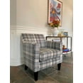 thumbnail image 2 of Gray Plaid Fabric Upholstered Bronte Accent Arm Chair Club Chair in Modern Living Room, Bedroom, Office Chair, 2 of 7