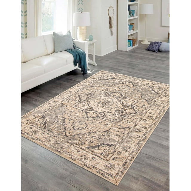 ECARPET Priya Traditional Area Rug for living room, bedroom, dining room, entrance, hallway and more.