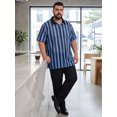 thumbnail image 5 of DARING DIVA Men's Big Tall Colorblock Striped Short Sleeve Button-Down Shirt 2XL Blue, 5 of 7