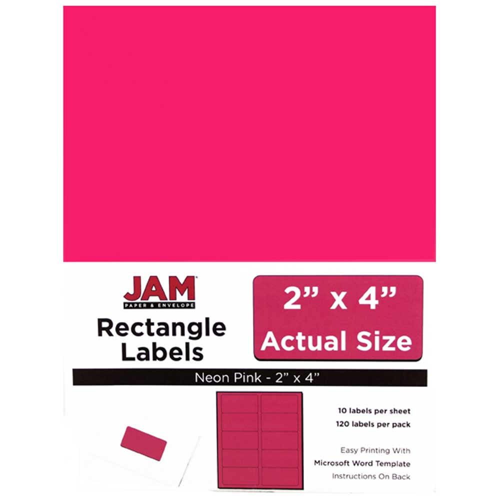 JAM Mailing Address Labels, 2x4, Neon Pink, 120/Pack - Walmart.com