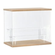 Uxcell Clear Acrylic Display Case with LED Light 2 Tier Dustproof Boxes Stand for Collectibles (12.6x10.4x7.09)Wood