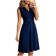 thumbnail image 2 of Ayolanni Solid Color Summer Dresses for Women 2026 V-Neck Long Casual A-Line Dress Twist Front Sleeveless Ruched Waist Going Out Sundress L, 2 of 8