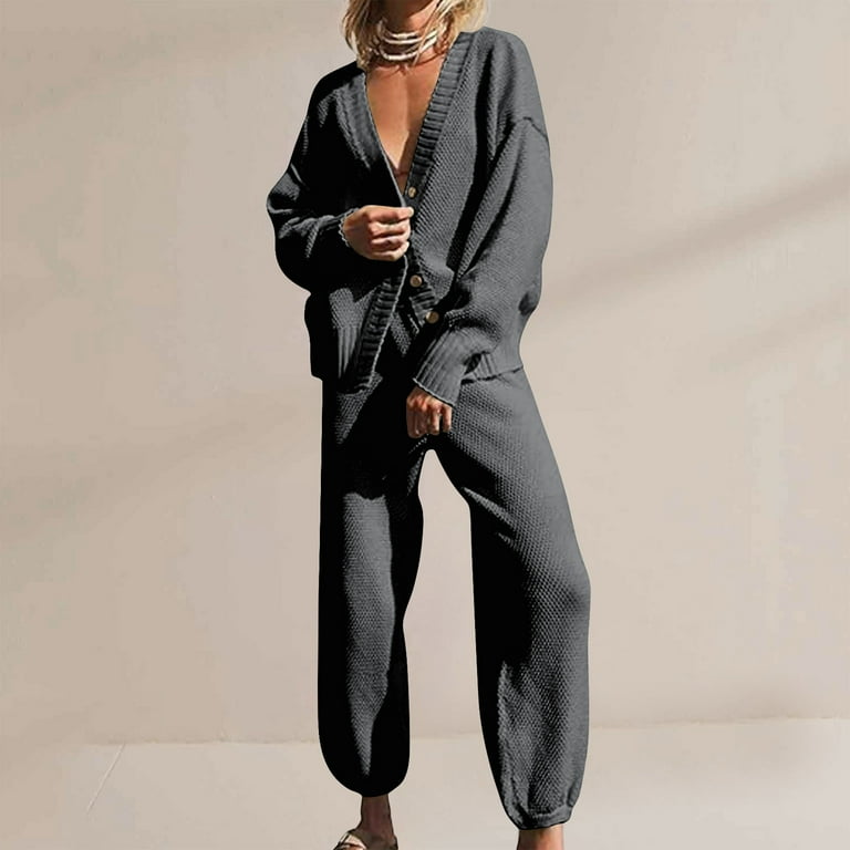 Two Piece Plus Size Sets for Women Fall Solid Color Two Piece