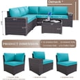 thumbnail image 6 of Kullavik Patio Furniture Set Sofa 6-Piece Wicker Sectional Sofa Set, Outdoor Furniture Rattan Patio Conversation Set with Thickened Cushions and Glass Coffee Table,Blue, 6 of 8