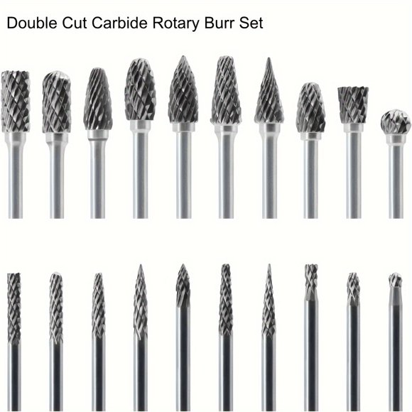 MesaSe 20-Piece Tungsten Carbide Rotary Tool Accessory Kit - High-Speed Die Grinder Rasp Bits for Metal Wood Stone Plastic Carving Cutting Grinding Engraving and Cleaning - Durable